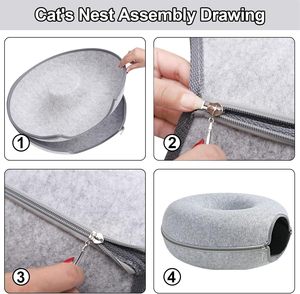 เตียงอุโมงค์โดนัทแบบถอดออกได้เตียงแมวที่มีซิปมีการออกแบบที่ทันสมัยแถมของขวัญอาหารแมวฟรี - Product Image 2