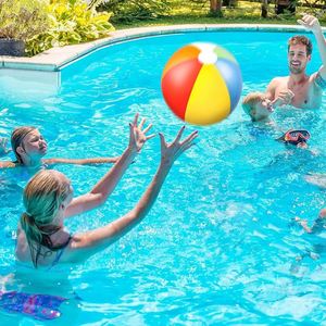 ลูกบอลชายหาดเป่าลมหลากสี - ลูกบอลเล่นน้ำสีรุ้งหกสีสำหรับเด็ก - Product Image 4