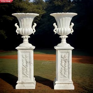 <span class=keywords><strong>Pot</strong></span> de fleurs de jardin en plein air, sculpture de pierre naturelle, Vase de jardinière en marbre noir - Product Image 4