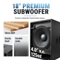 Accuracy Pro Audio WQ18D1-7.5K Altavoces Amplificados Profesionales de Alta Calidad de 900 W RMS, Subwoofer Activo de 18 Pulgadas