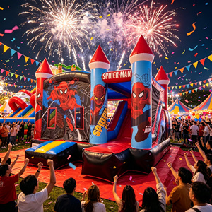 Vente en gros 2026 Château gonflable Spider-<span class=keywords><strong>Man</strong></span> avec toboggan en PVC épais pour enfants, idéal pour les fêtes en extérieur - Product Image 4