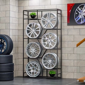 Étagère de présentation en métal noir robuste avec fentes haute capacité pour les magasins de roues et pneus automobiles - Product Image 2