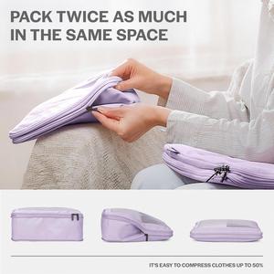 Fashionable Double Zipper Portable Compression Packing Cubes Foldable Polyester Travel Luggage Organizer Bags With <b>Suitcases</b> - Product Image 5