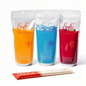 Bolsas de Bebidas Laminadas de Mylar de Grado Alimenticio con Impresión Personalizada OEM, Boquilla y Pajita, Logotipo y Color Personalizados para Envasado de Jugos Transparentes - Product Image 2