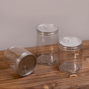 Venta al por mayor, vacío, 660ml, 800ml, 1000ml, puede tirar del anillo, fácil de abrir, comida, mascota, tarro de plástico transparente, contenedor con tapa - Product Image 1
