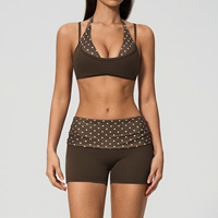 Conjunto de Yoga Halter con Estampado de Puntos para Mujer, Estilo Falso Dos Piezas, Conjuntos de Yoga a Juego, Ropa Deportiva Vintage Balletcore, Conjunto para Gimnasio al por Mayor