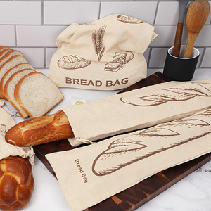 Custom Reusable <b>Drawstring</b> Storage Jute 100% Organic Organic Cotton Linen Bread <b>Bag</b> - Product Image 3