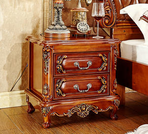 Ensemble de lit en bois massif de style royal européen avec un cuir véritable solide et durable pour une utilisation à domicile, dans une villa ou un hôtel - Product Image 6