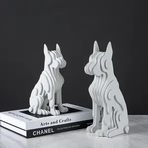 最高品質のオフィス装飾樹脂白い犬の置物の装飾家の動物の像