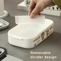 Boîte à lunch portable avec logo personnalisé, pour enfants, 2 compartiments, boîte à bento, chauffe-aliments en plastique pour micro-ondes