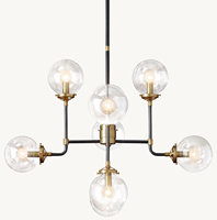 Bistro Transparent Verre Pendentif Lumière Blanc Chaud En Laiton Suspendu pour Hôtels Maisons Mobiles Bureaux Chambre Espaces AC Compatible