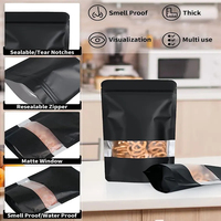 Emballage personnalisé rouge bleu refermable fermeture à glissière de qualité alimentaire noir mat pochette debout en feuille d'aluminium Doypack mylar avec fenêtre