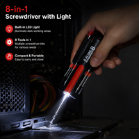 Jeu de tournevis LED 8 en 1 personnalisé orange, outil de réparation multifonction pour la maison, kit de tournevis Phillips