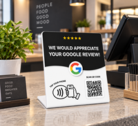 Individuell Bedruckter Acryl-Ständer mit NFC-Karte, NFC-Chip und Gedrucktem QR-Code für Bewertungserfassung an der Ladentheke