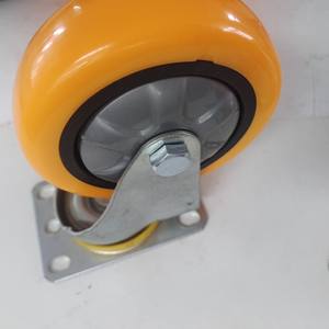 <span class=keywords><strong>Medium</strong></span> <span class=keywords><strong>Duty</strong></span> Zinco Chapeado <span class=keywords><strong>3</strong></span> 4 <span class=keywords><strong>5</strong></span> Polegadas Duplo Rolamento Laranja <span class=keywords><strong>Pu</strong></span> Rodízio Rodas Giratória para Dolly Carrinho - Product Image 6