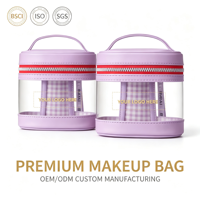 Trousse de Maquillage Portable avec Fermeture Éclair, Pochette Cosmétique Transparente pour Femme, Idéale pour Voyage, Étui de Toilette avec Poignée et Lettre