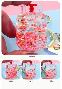 Acrylic Luminous Oil and Gas tank Keychain <b>Floating</b> Quicksand Pendant Exquisite Car Keychain Jewelry Wholesale - Product Image 4