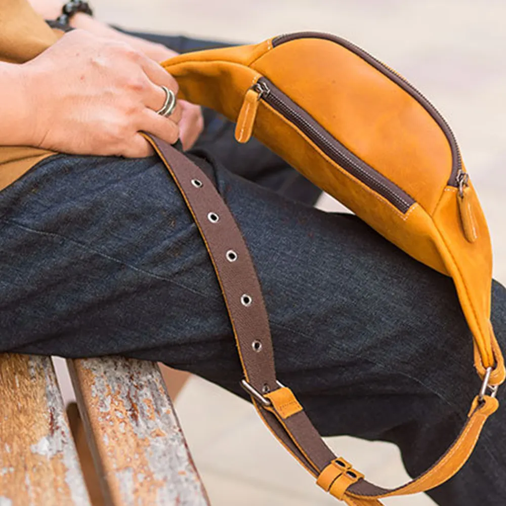 Tracolla sportiva impermeabile borsa da uomo a tracolla borse da petto in vera pelle per uomo personalizzate