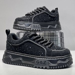 Chaussures d'été pour hommes style européen 2026, nouvelles chaussures décontractées confortables à lacets et semelle épaisse ornée de strass - Product Image 1