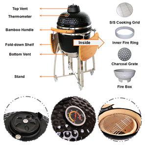 Parrilla Kamado Auplex Komodo Joe de 18 Pulgadas, Cerámica, Carbón Vegetal, <span class=keywords><strong>Acero</strong></span> Inoxidable, con Carro, para Exteriores, Barbacoa, Jardín, <span class=keywords><strong>Asador</strong></span> de Carbón - Product Image 5
