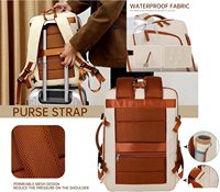 Sac à dos de voyage extensible résistant à l'eau avec compartiment pour ordinateur portable, port de chargement USB, poche étanche et taille approuvée par les compagnies aériennes