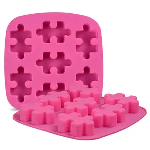 Auditoria SEDEX Custom Ice Tray Mold Puzzle Shape Silicone Ice Making Tools Molde de gelo personalizado bolo molde