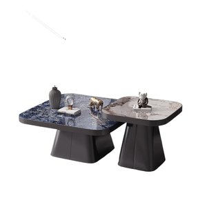 Set di 3 Tavolini da Caffè Moderni Quadrati per <span class=keywords><strong>Soggiorno</strong></span>, Stile <span class=keywords><strong>Industriale</strong></span>, Combinazione Legno e Metallo - Product Image 1