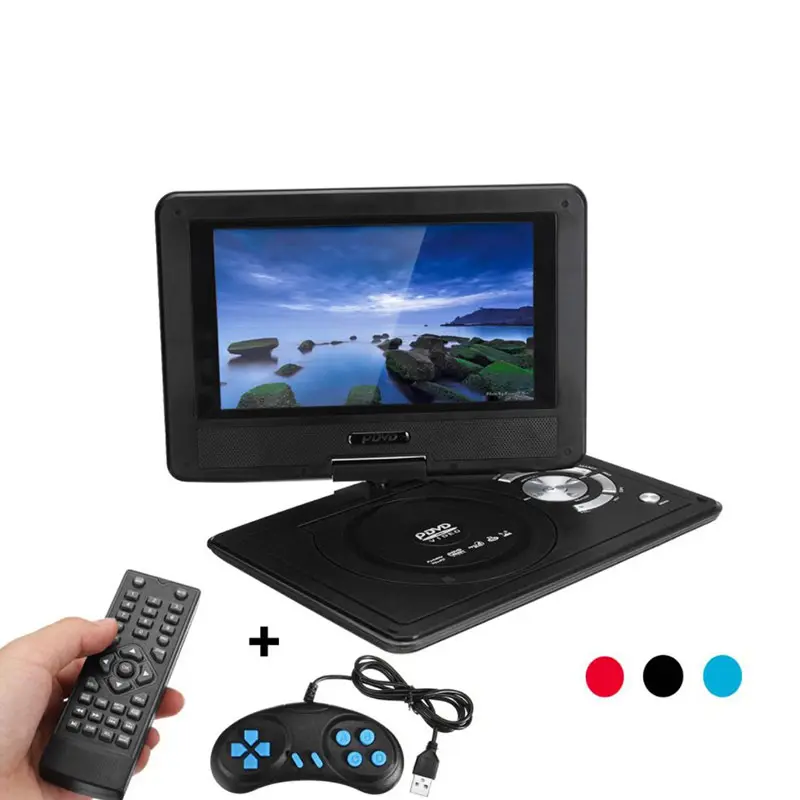 Lecteur DVD Portable de jeu 9.8 pouces, contrôle vidéo, Rechargeable, Rotation de 270 degrés, avec Radio FM, pour jeu