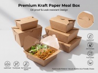 Caja de Papel Kraft Reciclable para Papas Fritas, Pollo Frito, Contenedor Desechable para Comida para Llevar