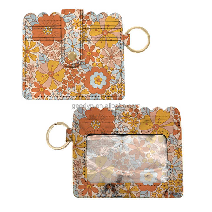 Custom Print Cardbag Keylets Pu Leather Car Key Holder Wallet 