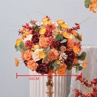 Boule de fleurs artificielle orange de 80 cm, nouvelle, avec finition électrolytique, pour vitrine de fleuriste et présentation en hall