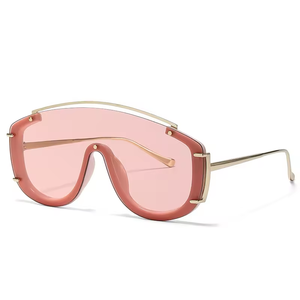 Gafas de Sol de Moda con Lentes de PC de una Sola Pieza, Degradado, Unisex, Metálicas, Modernas, de Gran Tamaño - Product Image 4