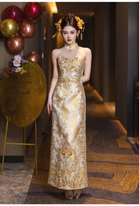 S1030Y 2026 Nuevo Vestido <span class=keywords><strong>de</strong></span> Banquete Estilo <span class=keywords><strong>Qipao</strong></span> Cheongsam Xiuhu con Bordado Pesado, Vestido <span class=keywords><strong>de</strong></span> <span class=keywords><strong>Novia</strong></span> Chino para Compromiso, Dragón Fénix Kwa - Product Image 6