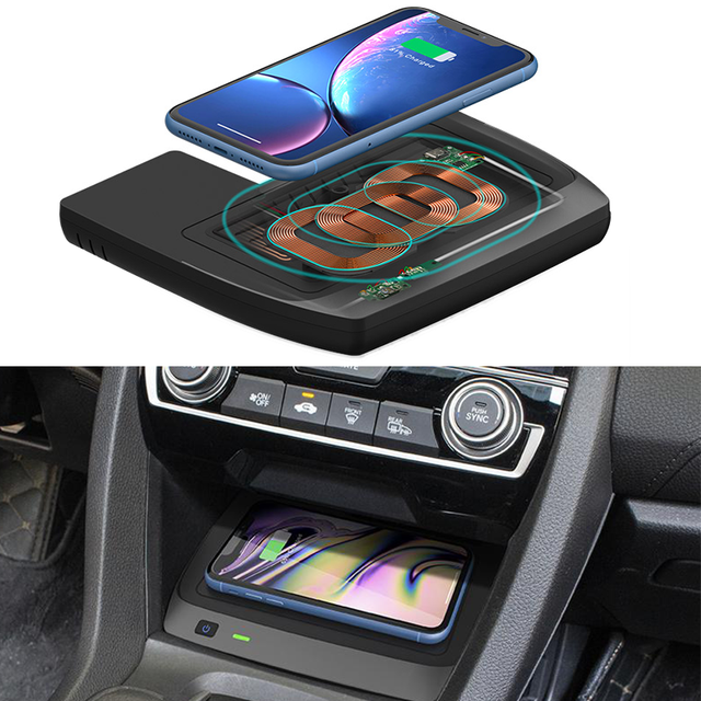 10W Car Wireless Charger for Honda Civic 2016-2021 Accessories Fast Charging Phone Holder Pad
