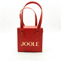 Boîte cadeau personnalisée en matériaux recyclés écologiques avec poignée rouge, emballage universel en feuille d'or pour les cadeaux de mariage, les biscuits, les fleurs