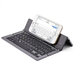 铝制便携式无线蓝牙折叠键盘迷你Teclado带智能手机支架