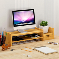 Support en bois pour écran d'ordinateur, organisateur de bureau, avec rangement pour clavier et tablette IPad, pour téléphone portable