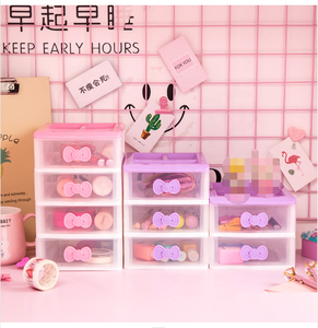 Scatola portaoggetti rosa carina scatola portaoggetti multistrato da tavolo per bambina con maniglia organizer da tavolo cassettiera in plastica - Product Image 5