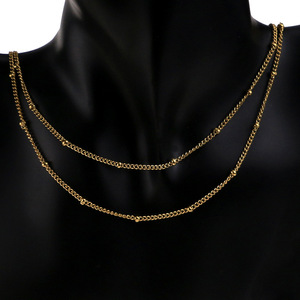 Stainless Steel PVD Gold Plated Curb Chain with <b>Spacer</b> Beads for DIY Anklet, Necklace, and Bracelet Jewelry Making - Product Image 3