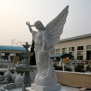 Scultura di angelo in marmo naturale per il cimitero