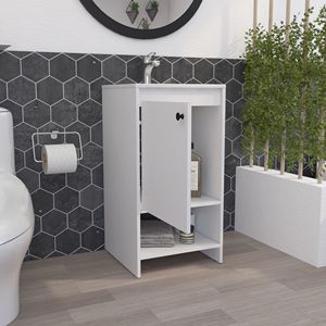 Meuble-lavabo autoportant blanc à 1 étagère Westbury pour salle de bain - Product Image 2