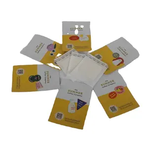 Customized Printing Heat Seal Biodegradable Kraft Paper 3 Side Pouch Tea Sachets Coffee Zip Bags Sample Sachet Packaging