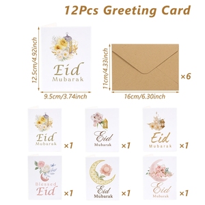Biglietti di Auguri Eid Mubarak 2026 con Buste, Set di Biglietti con <span class=keywords><strong>Luna</strong></span> e Fiori per Inviti e Ringraziamenti, Spedizione Diretta - Product Image 4