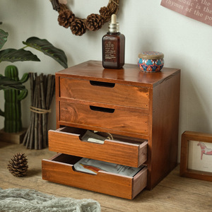 Desktop Three Layer Drawer <b>Storage</b> Cabinet Wooden Cosmetic <b>Box</b> With Drawers <b>Makeup</b> Organizer - Product Image 2
