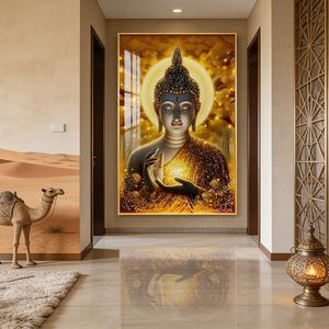 Venta al por Mayor de Fábrica, Estatua de Buda Dorada Islámica Personalizada para Sala de Estar, Impresión HD, Pintura en Porcelana de Cristal, Decoración del Hogar con LED - Product Image 6