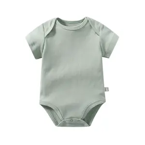 סיטונאי תינוק רגיל חה יי יילוד בגדי 0-1 שנים טהור צבע אחד גודל זכר ונקבה תינוק טיפוס קצר קיץ