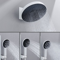 Système de douche rond pour salle de bain mitigeur de baignoire chromé argenté Affichage LED Robinet de salle de bain chaud et froid Ensemble de douche thermostatique