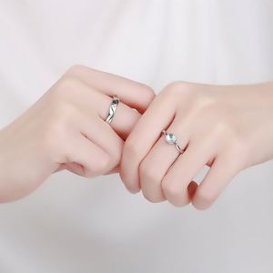 Anillos De Pareja <b>Silver</b> Plated Opal Sparkling Zircon Couple <b>Ring</b> Wedding Lover <b>Ring</b> <b>Adjustable</b> Open Wedding Couple <b>Ring</b> - Product Image 2