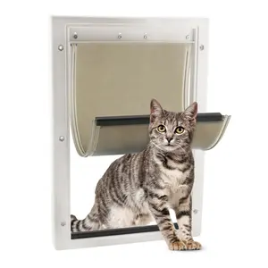 ประตูบ้านแมวทำจากวัสดุ PVC คุณภาพสูงติดตั้งง่ายแบบ DIY ความปลอดภัยแบบซ่อนสำหรับประตูทางออกของแมวสัตว์เลี้ยง LAT