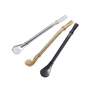 M0396 Cuchara Filtro de té <span class=keywords><strong>Pipeta</strong></span> Mate Pajitas de té Acero inoxidable Pajita Filtro Cuchara Calabaza Herramientas de té reutilizables - Product Image 5